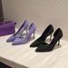 Women's New Stylish And Versatile 2026 Pointed-toe Suede Professional Black Side-cutout High-heeled Stiletto Shoes_vogvips.com