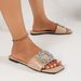 plus Size Women's Slippers Square Toe Rhinestone One Strap Fashion Flat Sandals for Beach_vogvips.com