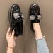 Women's Shoes Single Shoes For Women New Thick Soled Bow Slip On Loafers Rhinestone Mesh Soft Soled Casual Shoes_vogvips.com