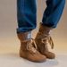 Women Boxing Boots Cowhide Version ~ Suede Genuine Leather Martin For Women, Round Toe, Flat Sole, Slimming Lace-Up Boxing Boots, Versatile_vogvips.com
