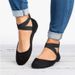 Autumn Nw Europan And Amrican Styl Shallow Mouth Elastic Strap Round To Womn's Flat Danc Mom Singl Shos Hot_vogvips.com