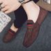 Euro Step Sole Red Casual Men's British Style Work Loafers Soft Leather Shoes Internet Celebrity_vogvips.com