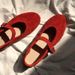 Cowhide Version Version Of Round Toe Mary Jane Shoes, Brushed Cowhide Shallow Mouth Flat Shoes, Red Single Shoes For Women_vogvips.com