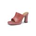 High-heeled Shoes 2026 Spring New Women's Square-toed Chunky Heel High-heeled Fashion Shoes, Open-toed Slip-on Mules_vogvips.com