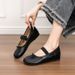 Hidden Wedge Mary Jane Women's Fashionable Shallow Mouth Soft Leather Tabi Split Toe Wrinkled Strap Flat Pig Hoof Shoes_vogvips.com