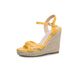 2022 Summer New Women's Straw Sandals With Buckle Straps, Foreign Trade, European And American Style, Wedge Heel,_vogvips.com