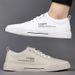 New Shoes For Men Genuine Leather Casual Shoes Concise White Flat Skateboard Shoes Street Cool Slip-on Sneaker_vogvips.com