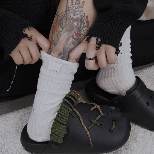 Men's And Women's Fashion Loop-Back Cotton Socks, Soft And Breathable Mid-Crew Socks With Comfortable Terry Sole, Neutral Colors For Everyday Wear_vogvips.com