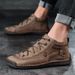 Men's Shoes Leather Unisex Walking Shoes Women Hand Stitching Outdoor Stitched Men Casual Boots_vogvips.com