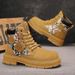 European Warm Series Winter New High-top Round Toe Martin Leather Patchwork Fashion British Style Versatile Workwear Sports Men's Boots_vogvips.com