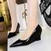 6639-1 Wind Shallow Mouth Pointed Foot Trimming For Skinny Banquet Single Women's Slope Heel Shoes_vogvips.com