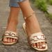 Women's New Fashion Slippers Classic Temperament With Solid Color Metal Decoration Square Head Flat Sandals_vogvips.com