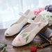 Pointed Single Lily Flower Embroidered Cloth Fashionable Women's Shoes, One Line Buckle_vogvips.com