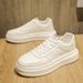 Men's Thick Sole White Board Shoes Korean Style Casual Platform Sneakers Comfortable Lightweight Lace-up Fashion Hot_vogvips.com