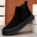 Martin Boots Men's Winter Leather Mid-Calf Boots With Padding For Warmth, Thick Bottom, Heightened, Short Boots, Retro Cotton Boots_vogvips.com