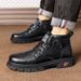 European Warm Series Cardile Crocodile Martin High-top Autumn Winter Boots Men's Leather Shoes Thick-soled Height-increasing_vogvips.com