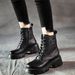 British Style Leather Ankle Boots 2023 Autumn Winter Fleece Lined Versatile Martin Shoes Women Spring High Appearance_vogvips.com