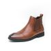 New Fashion Chelsea Boots Men's Pointy Toe Retro Boots British Men's Boots Leather Boots Leather Shoes_vogvips.com