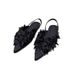 Women's Fashion Sandals Summer Pointed Toe Stiletto Heel Low Heel Satin Ribbon High Heels_vogvips.com