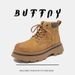 Spring Retro Tooling Boots Martin Boots Rhubarb Boots Thick-soled Heightening Green Boots High-top Leather Shoes_vogvips.com