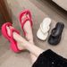Thick Soled Women's Word Dragging Angle Slippers 2025, High Heels With A Sense Of Poop, Fashionable Outdoor Beach Shoes,_vogvips.com