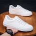 Euro Step Summer New Breathable White Korean Style Versatile Casual Leather Thick Sole Sneakers Non-slip Men's Shoes_vogvips.com