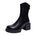 Black Martin Boots, Chunky Heel Platform Shoes_vogvips.com