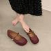Spring 2025 New Flat Bottomed Mary Jane Shoes With Round Toe And Soft Sole, Versatile Fashion, Shallow Mouth, One Word_vogvips.com