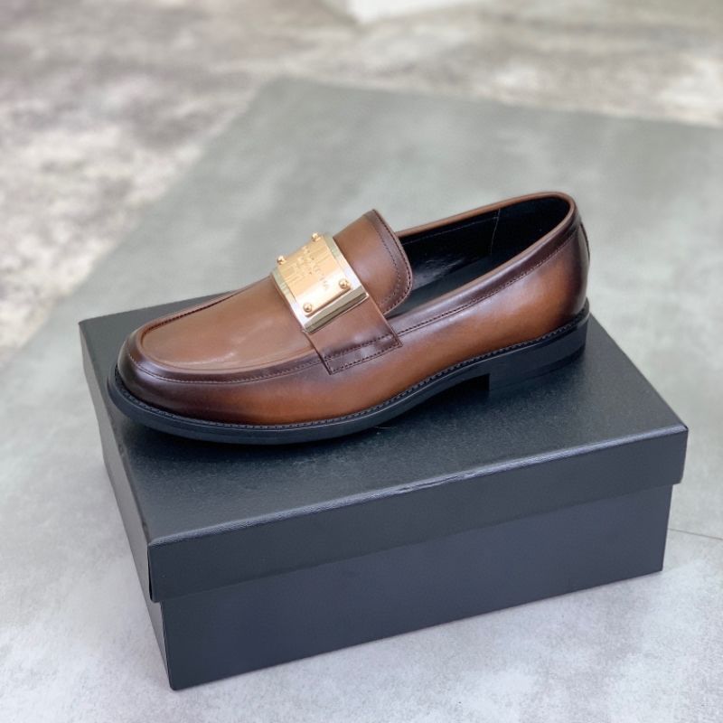 Spring Summer Men's First Layer Cowhide Loafers Round Toe Metal High-end Business Genuine Leather Casual Shoes With A_vogvips.com
