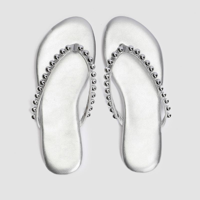 Fairy Style Simple Flat Toe Clip-On For Women Summer Outdoor French Metal High-End Vacation Beach Sandals_vogvips.com