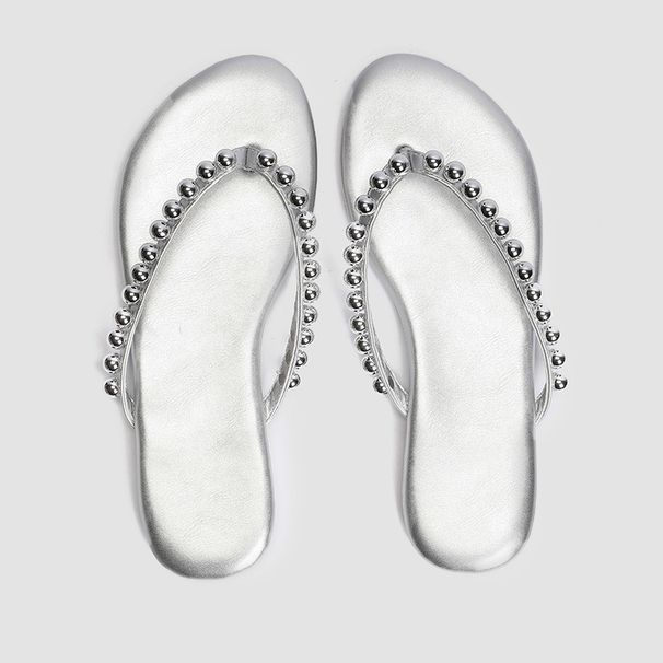 Fairy Style Simple Flat Toe Clip-On For Women Summer Outdoor French Metal High-End Vacation Beach Sandals_vogvips.com