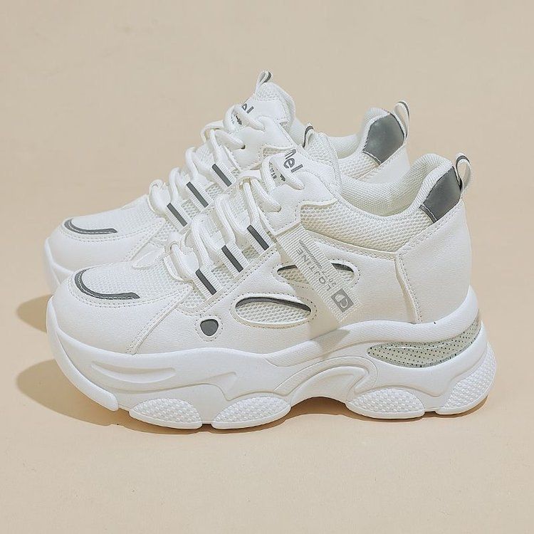 Mesh Breathable Heightening Women's Single Shoes Thick-soled Women's Sports Shoes Soft-soled Non-slip Dad Shoes_vogvips.com