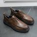 Fashionable Men's New British Black Business Formal Wear Derby Shoes Lace-up Leather British Brown Banquet Dress Wedding Leather Shoes_vogvips.com