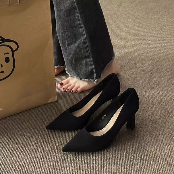 Elegant Suede High Heels For Women - Comfortable Soft Sole, Non-Slip Rubber Bottom, Pointed Toe Professional Work Shoes For Flight Attendants_vogvips.com