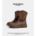 Martin For Women, Prairie Style Short Boots, Autumn New Embroidered Western Cowboy Riding Boots_vogvips.com
