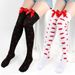 Red Lips Love Valentine's Day stockings will be over the knee stockings cute bow stockings_vogvips.com