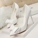Korean Version Of The Fashion, Elegant, Sweet Bow Fine High Heel Shallow Mouth Pointed Head Side Hollow Single Shoes_vogvips.com