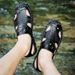 Men Genuine Leather Men's Sandals Durable Handmade Stitching Close Toe Non Slip Shoes For Indoor Outdoor Beach Casual_vogvips.com