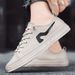 Men's Shoes Little White Shoes Flat Skateboard Shoes Men's Casual Student Microfiber Leather Surface_vogvips.com