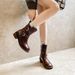 Milad Vintage Thick Heel Ankle Knight Women New Versatile Spring Autumn Belt Buckle Round Toe Platform Boots_vogvips.com