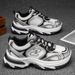 Unisex Chunky Sneakers - Retro White Grey Platform Sneakers, Breathable Mesh 90s Dad Shoes For Casual Streetwear_vogvips.com