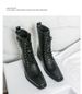 Square-toed British-style Thick-soled Martin For Men, Lace-up Motorcycle Work Boo, Mid-length Trendy Chelsea Short_vogvips.com