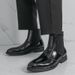 2025 New Plus Size 46 Chelsea Golden Boots For Men, Pointed, Handsome, Trendy, Luxurious, Generous, Patent Leather Shiny High Top Leather Boots_vogvips.com