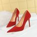 Elegant Pointed Toe Stiletto Heels For Women Ultra High Heel Dress Pumps In Satin Finish Sizes Single Shoes_vogvips.com