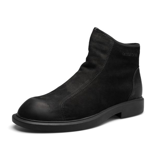 European Warm Series Men's Winter Leather British Style Short Trendy High-top Martin Fashion Boots_vogvips.com