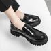 Fashion Loafers Shoes For Men And Teenagers, Thick Soled Height Increasing Shoes, Black Fashionable Men's Casual Leather Shoes For All Seasons_vogvips.com