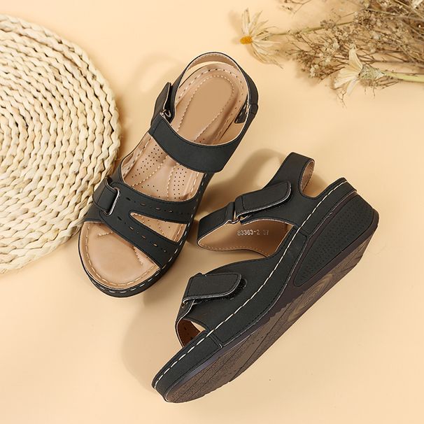 New Cross-border Roman Women, Breathable, Stitched With Velcro, Large Size, European And American Retro Solid Color_vogvips.com