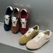 Women's Sports Shoes, Fashionable Lace Up Solid Color Flat Shoes, Casual Flat Shoes_vogvips.com
