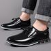 Men's Casual Leather Dress Shoes - Classic Round Toe Oxfords With PU Upper & Rubber Sole For Business & Formal Wear Leather Shoes_vogvips.com