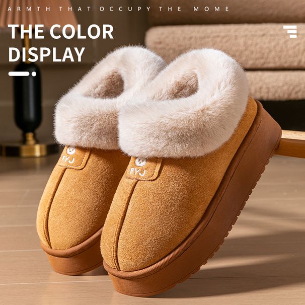 Cotton Slippers Women Winter Simple Can Wear Outside With Snow Boots With Thick Warm Couple Cotton Shoes_vogvips.com